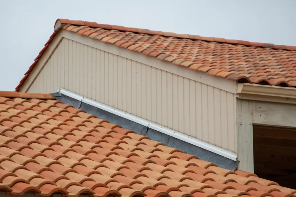 orange roof with new flashing