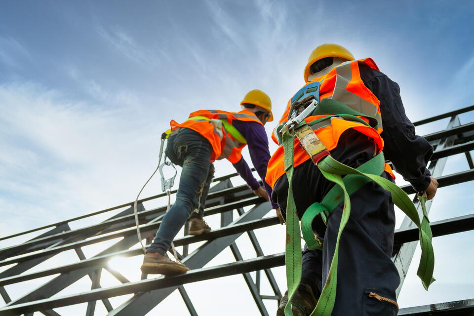 roofing tools-roofers wearing safety gear for roofing project