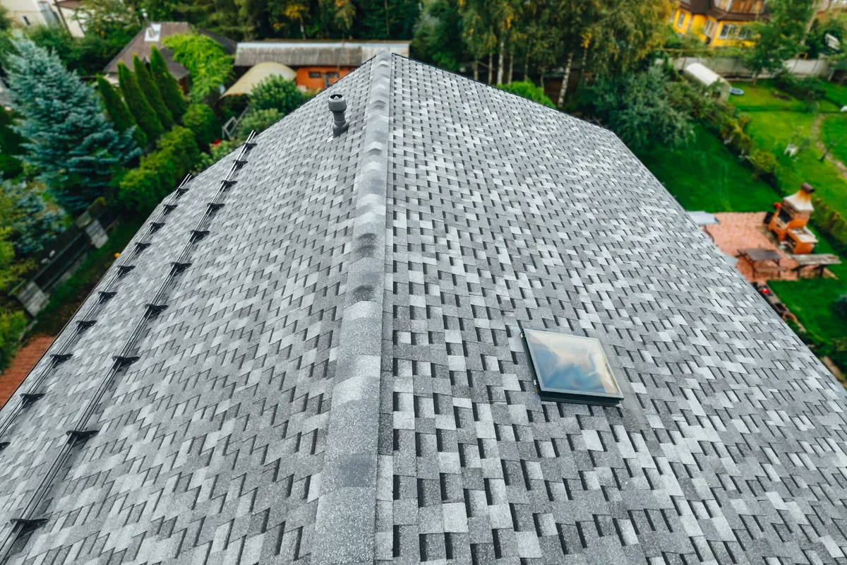 aerial view of asphalt shingle roof