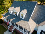 aerial view of a asphalt shingle roof on a residential home in Manawa, NE