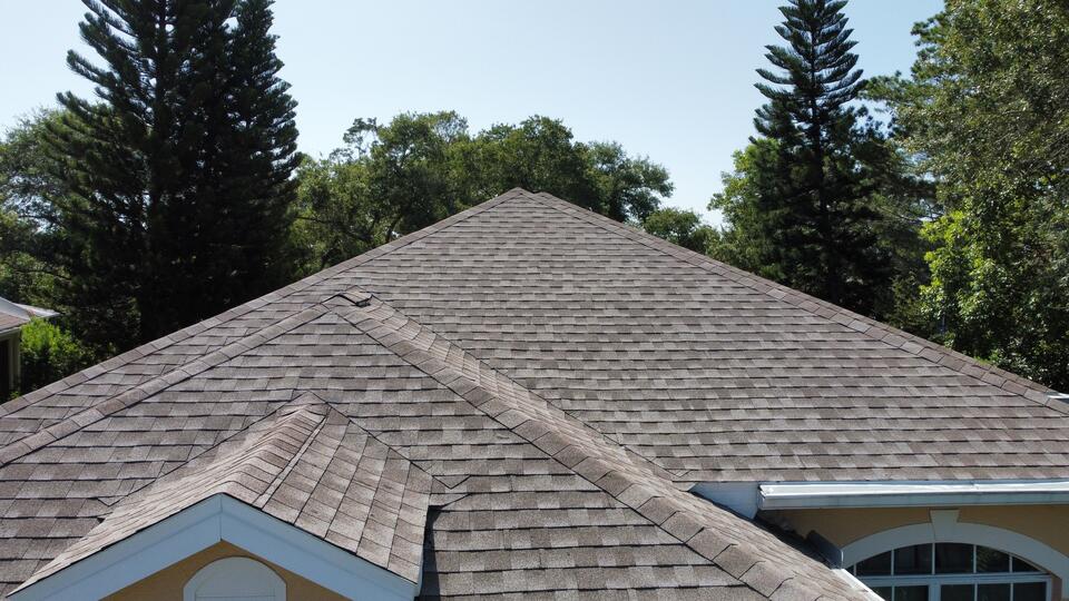 yellow sided house with gray shingled roof