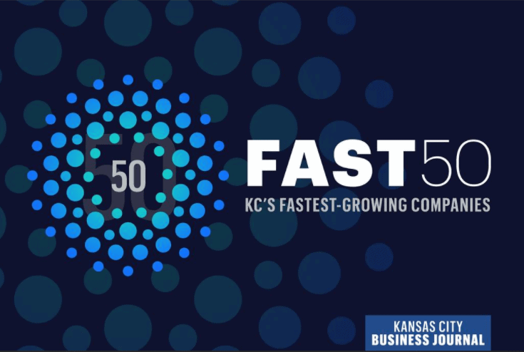 50th anniversary logo celebrating KC's fastest-growing roofing and construction company.