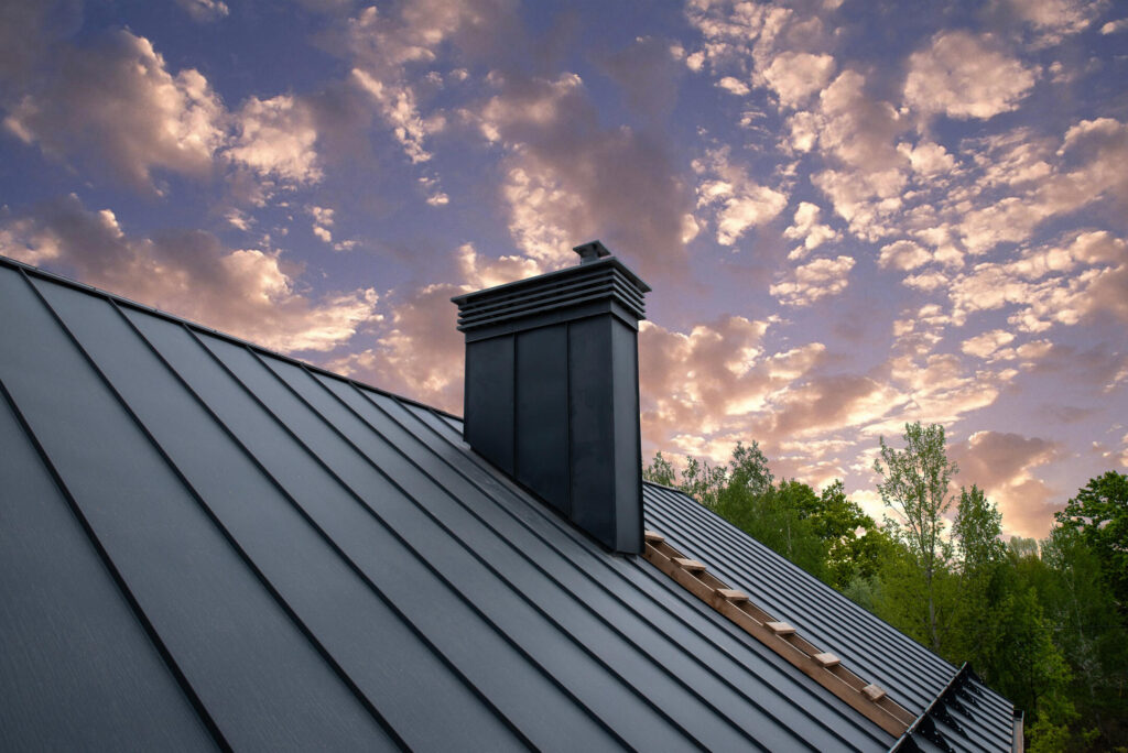 benefits of metal roofing-close up of black standing seam metal roof on house