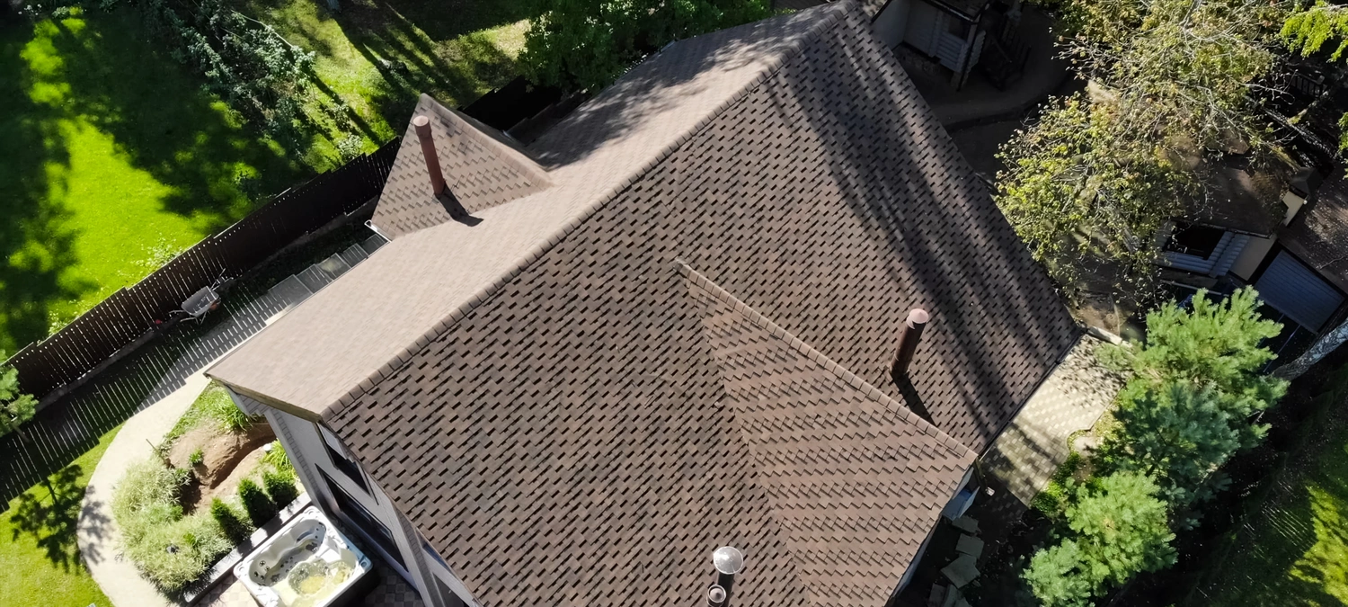 roof with trees aerial shot