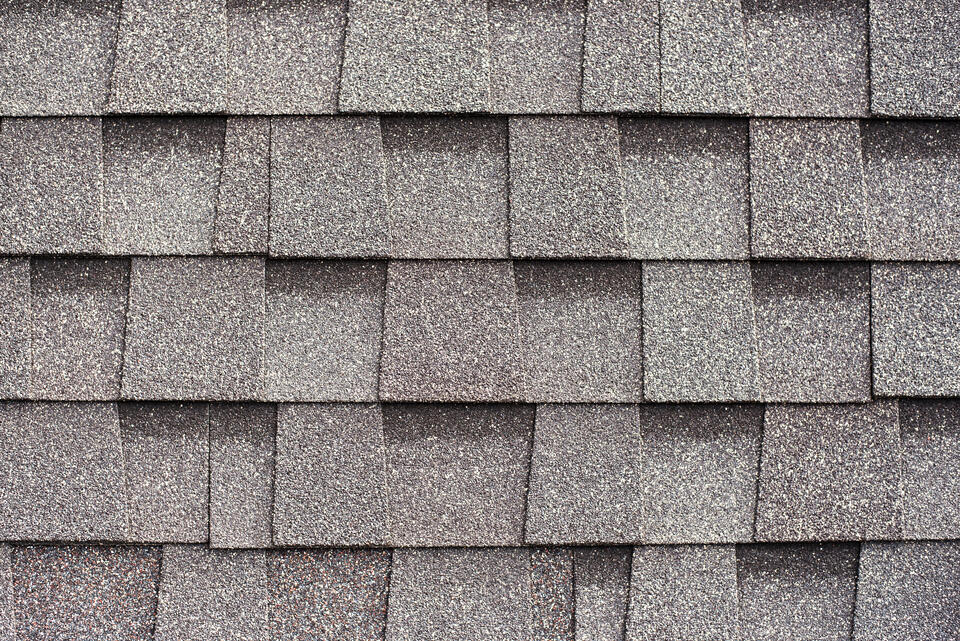 architectural shingles vs 3 tab-close up view of gray architectural shingles