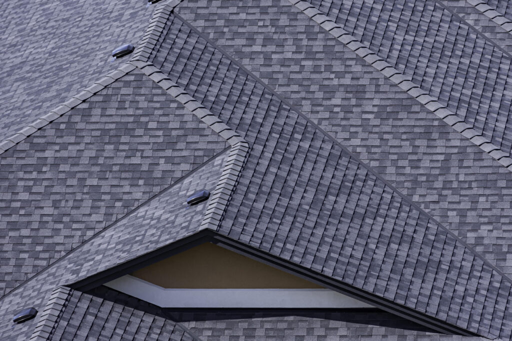 architectural shingles vs 3 tab-overhead view of a home with architectural shingles