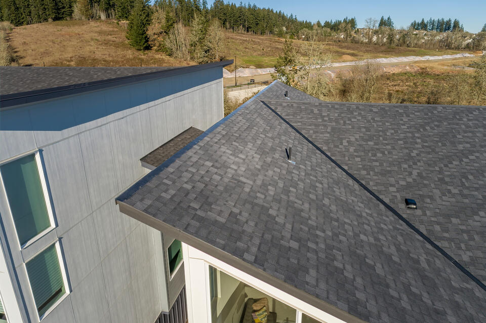 composition shingles-new composite roof on a house