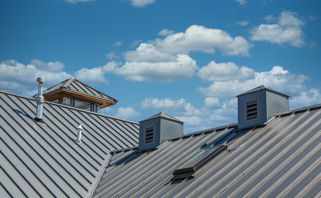 metal roofing colors-classic gray metal roofing on a house