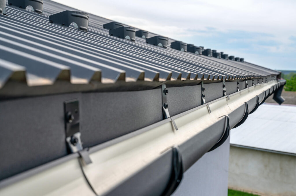 metal roofing types-close up view of a corrugated metal roofing system