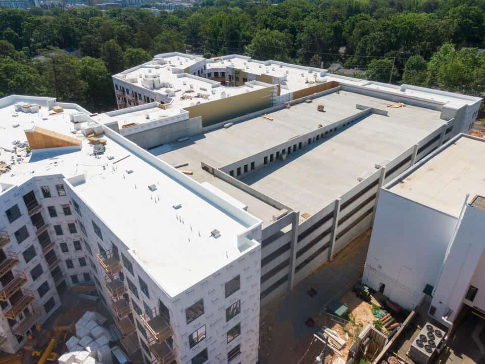 commercial roof inspection-aerial view of a commercial roof