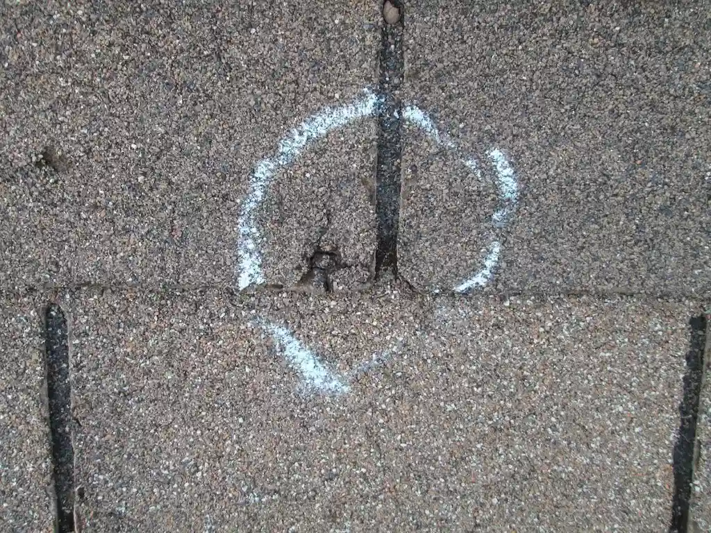 Hail damage on a roof