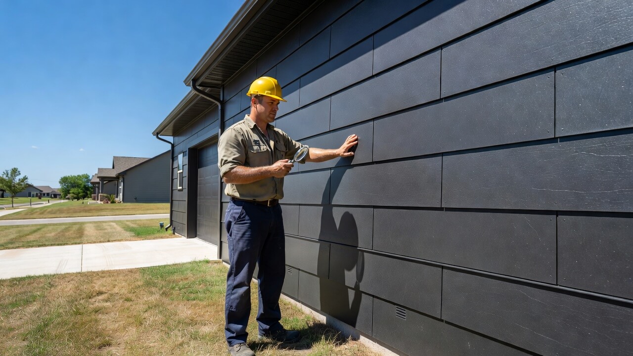 Summer home exterior showing durable siding materials for hot climates on a house in bright sunlight