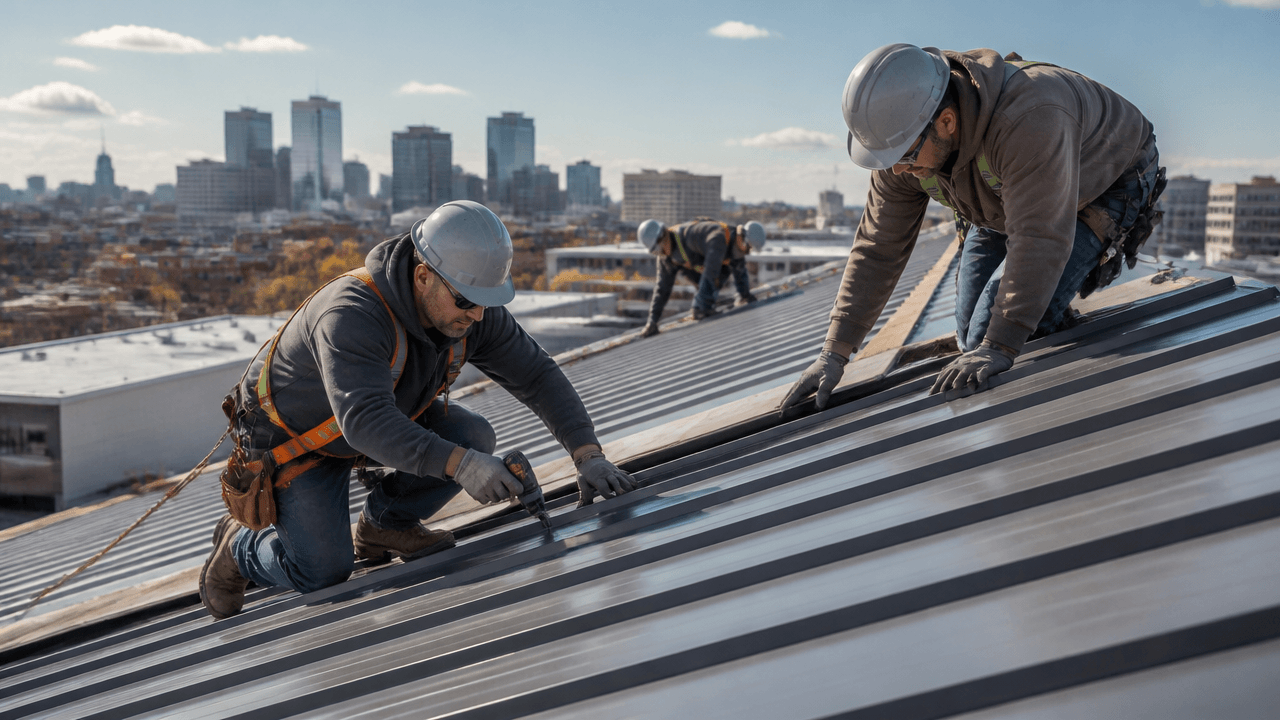 Commercial metal roofing installation tips for a business roof project in Denver during fall